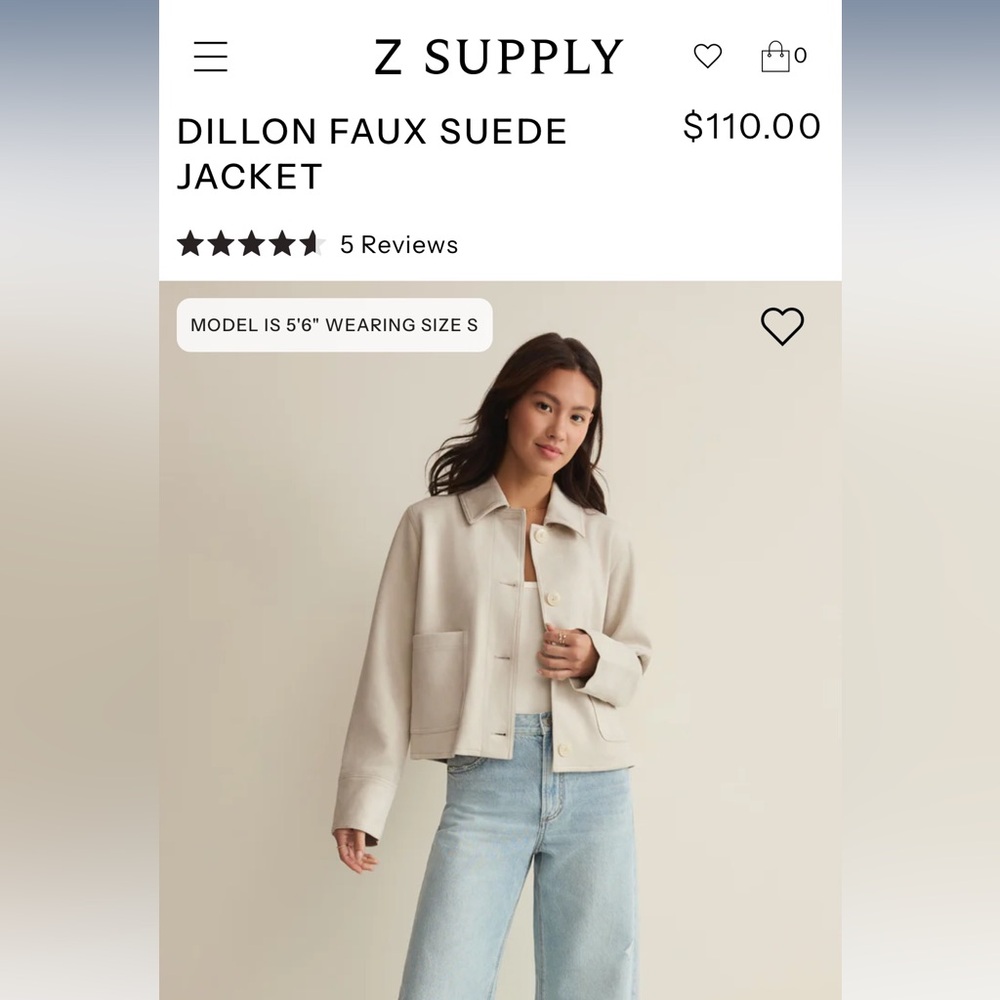 NWOT! Z Supply Dillon Light Beige Faux Suede Button-Front Jacket - Picture 3 of 6